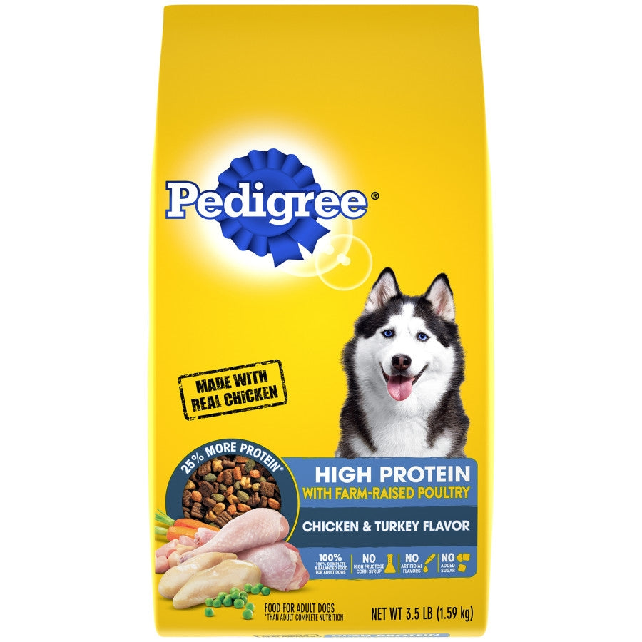 Pedigree High Protein Adult Dry Dog Food w/Farm-Raised Poultry Chicken & Turkey 1ea/3,5 lb