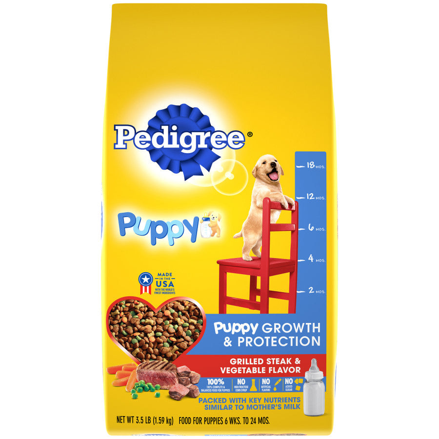 Pedigree Puppy Growth & Protection Dry Dog Food Grilled Steak & Vegetable 1ea/3,5 lb