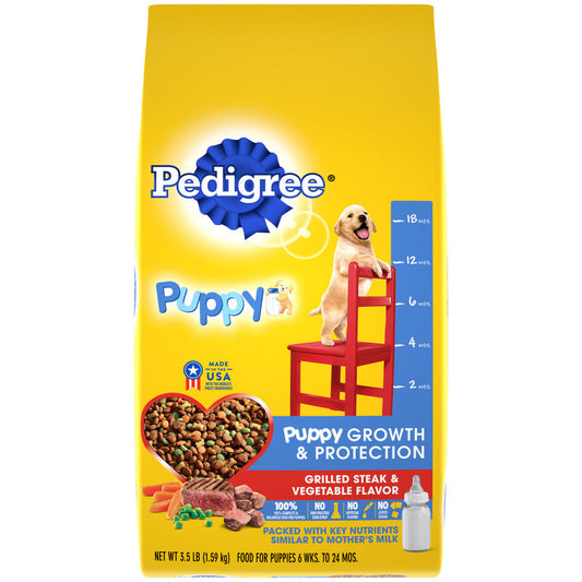 Pedigree Puppy Growth & Protection Dry Dog Food Grilled Steak & Vegetable 1ea/3,5 lb