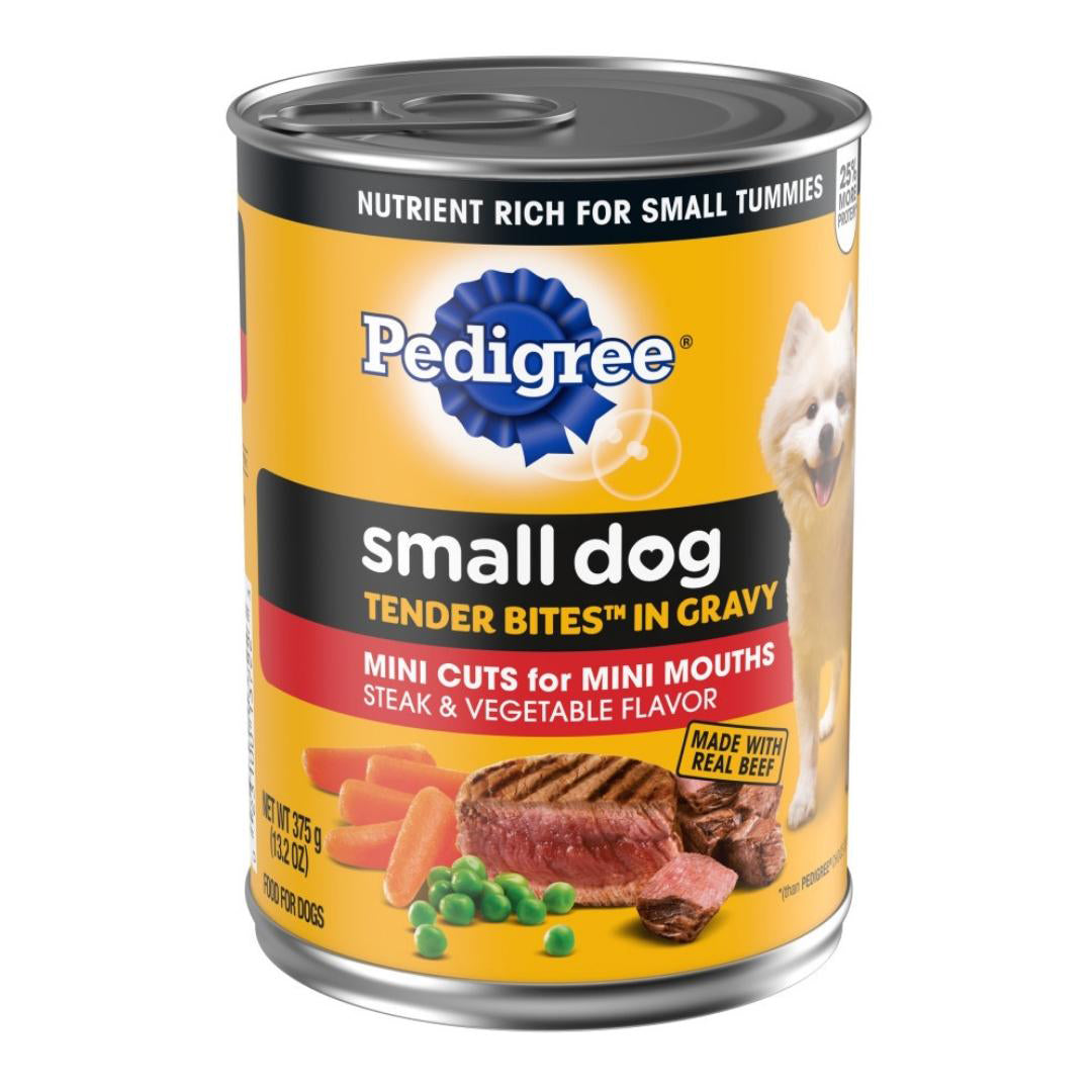 Pedigree Tender Bites in Gravy Adult Small Breed Wet Dog Food Steak & Vegetable 12ea/13,2 oz, 12 ct