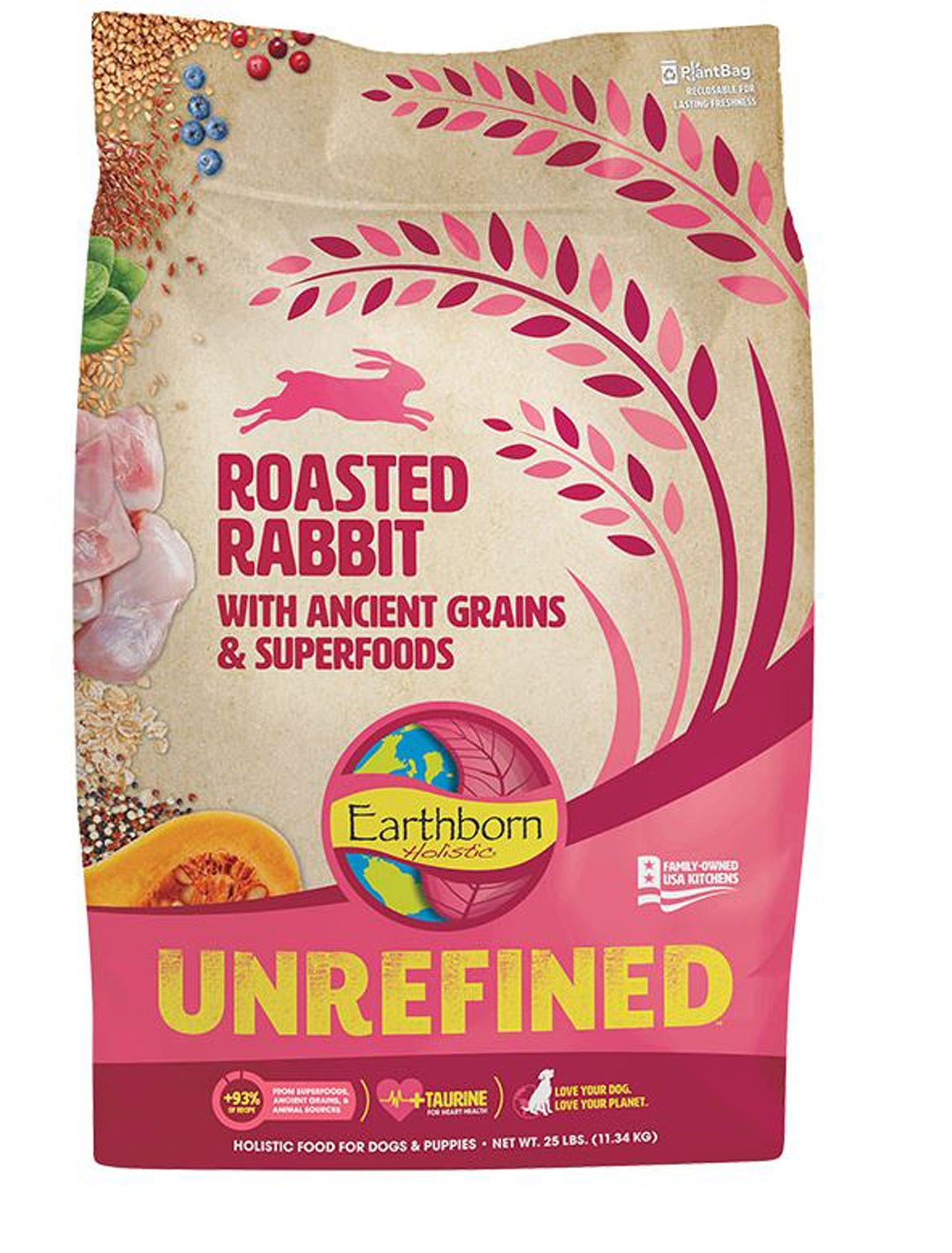 Earthborn Holistic Unrefined Dry Dog Food Roasted Rabbit 1ea/25 lb