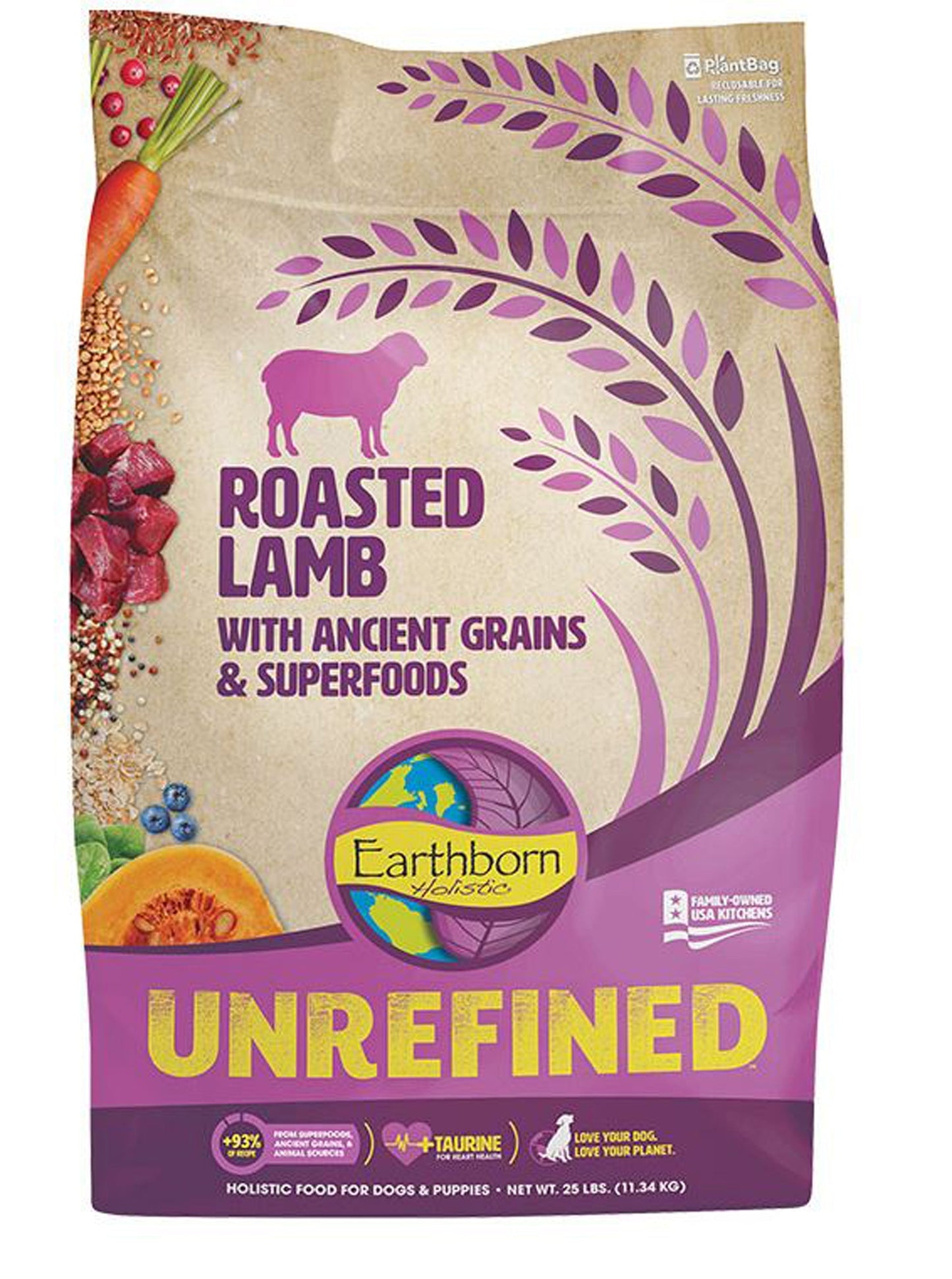 Earthborn Holistic Unrefined Dry Dog Food Roasted Lamb 1ea/4 lb