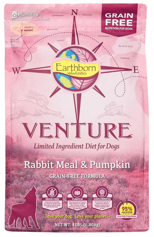 Earthborn Holistic Venture L,I,D, Grain Free Dry Dog Food Rabbit & Pumpkin 1ea/4 lb