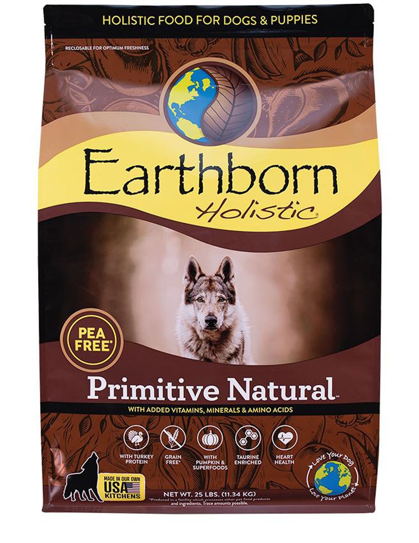 Earthborn Holistic Primitive Natural Grain-Free Dry Dog Food Turkey 1ea/25 lb