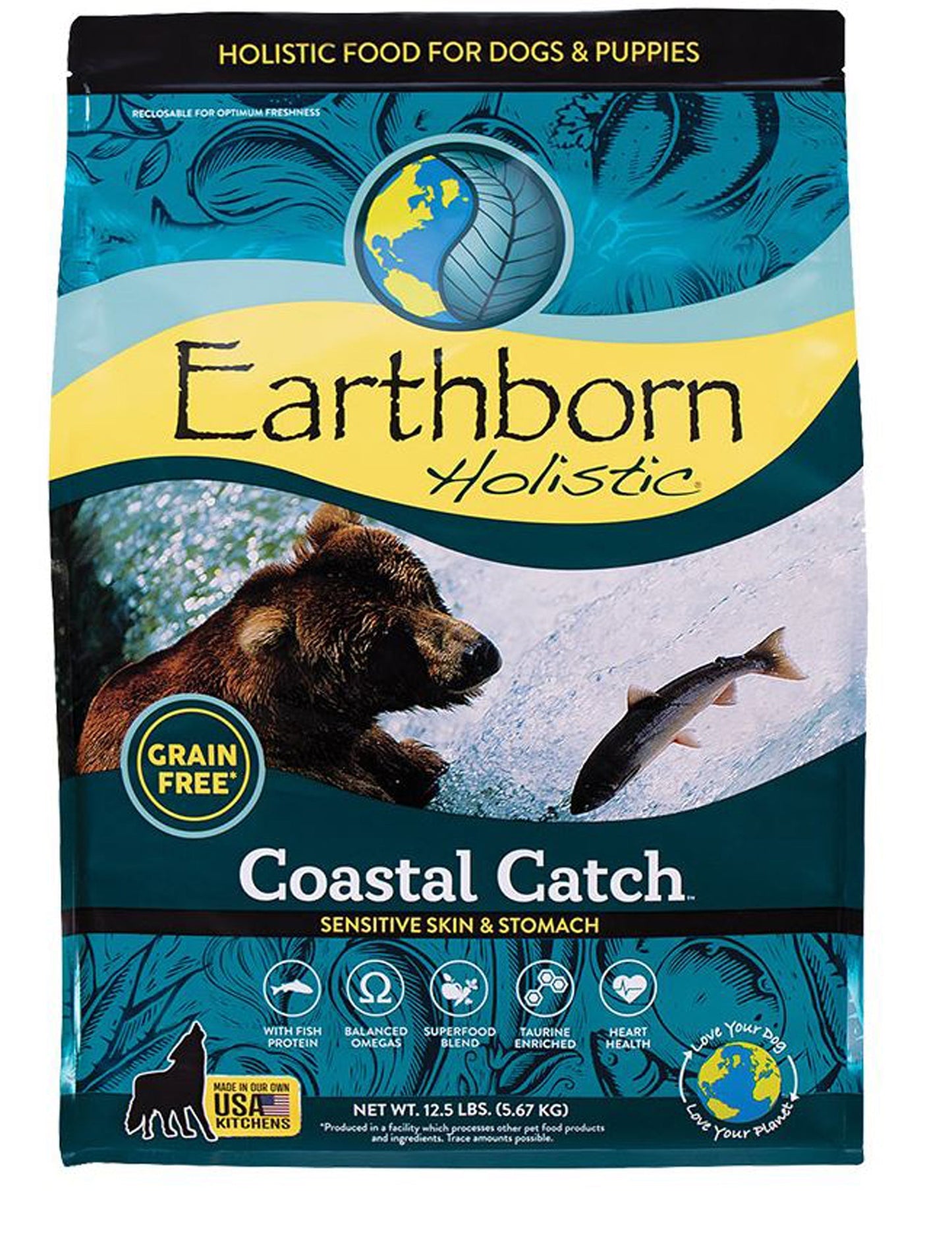 Earthborn Holistic Coastal Catch Grain-Free Dry Dog Food Seafood 1ea/12,5 lb
