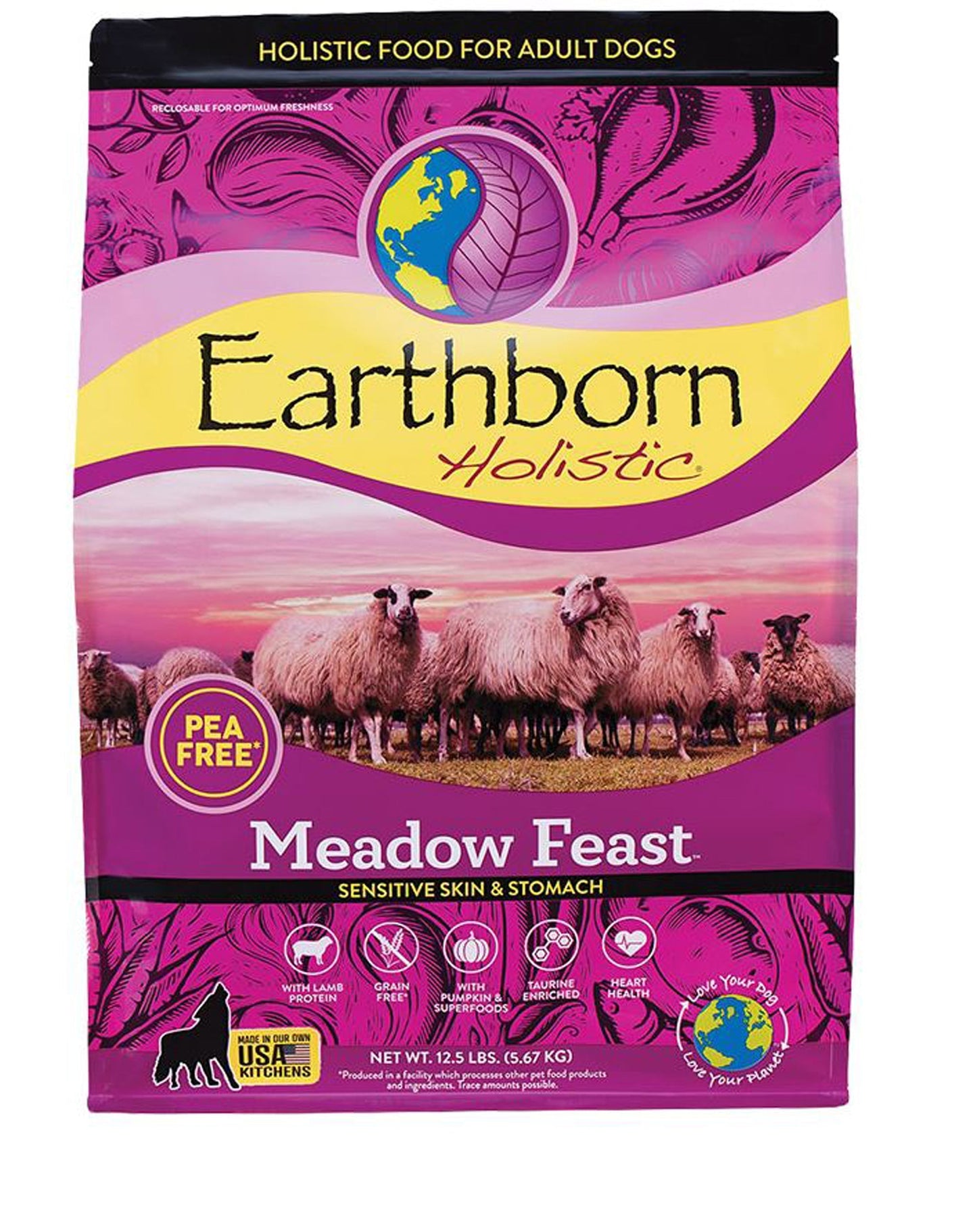 Earthborn Holistic Meadow Feast Grain-Free Dry Dog Food Lamb 1ea/12,5 lb