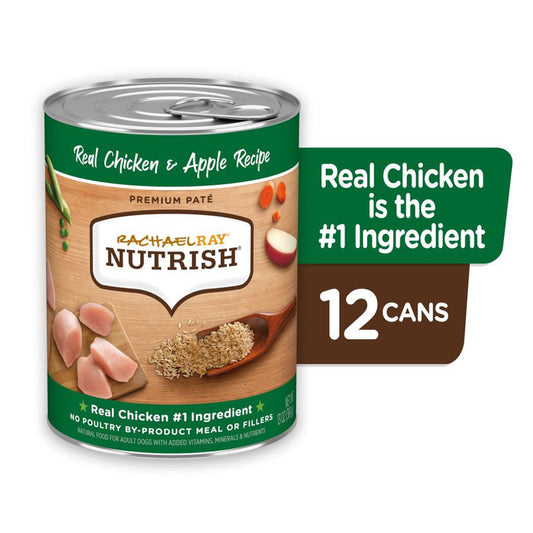 Rachael Ray NUTRISH Premium Pate Canned Dog Food Chicken & Apple Recipe 12ea/13 oz