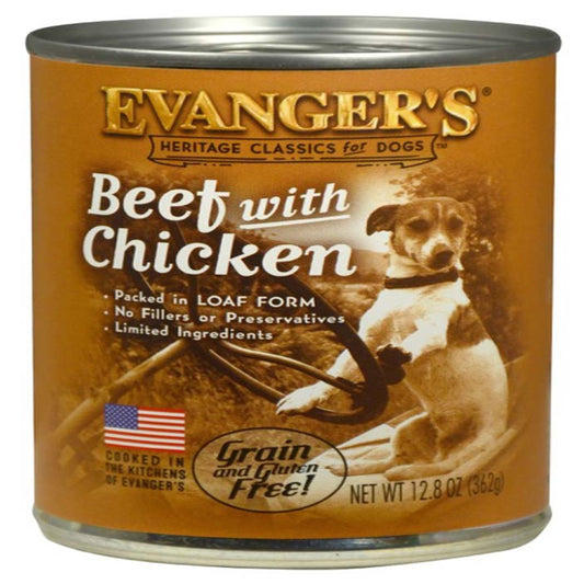 Evanger's Heritage Classic Wet Dog Food Beef w/Chicken 12ea/12,8 oz, 12 pk
