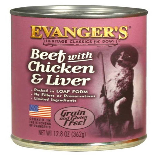 Evanger's Heritage Classic Wet Dog Food Beef, Chicken & Liver 12ea/12,8 oz, 12 pk