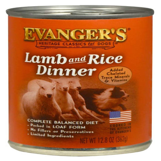 Evanger's Heritage Classic Wet Dog Food Lamb & Rice 12ea/12,8 oz, 12 pk