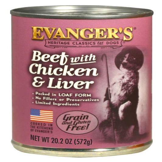Evanger's Heritage Classic Wet Dog Food Beef, Chicken & Liver 12ea/20,2 oz, 12 pk