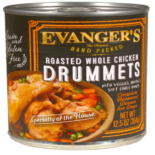 Evanger's Hand Packed Wet Dog Food Roasted Chicken Drummet Dinner 12ea/12 oz, 12 pk