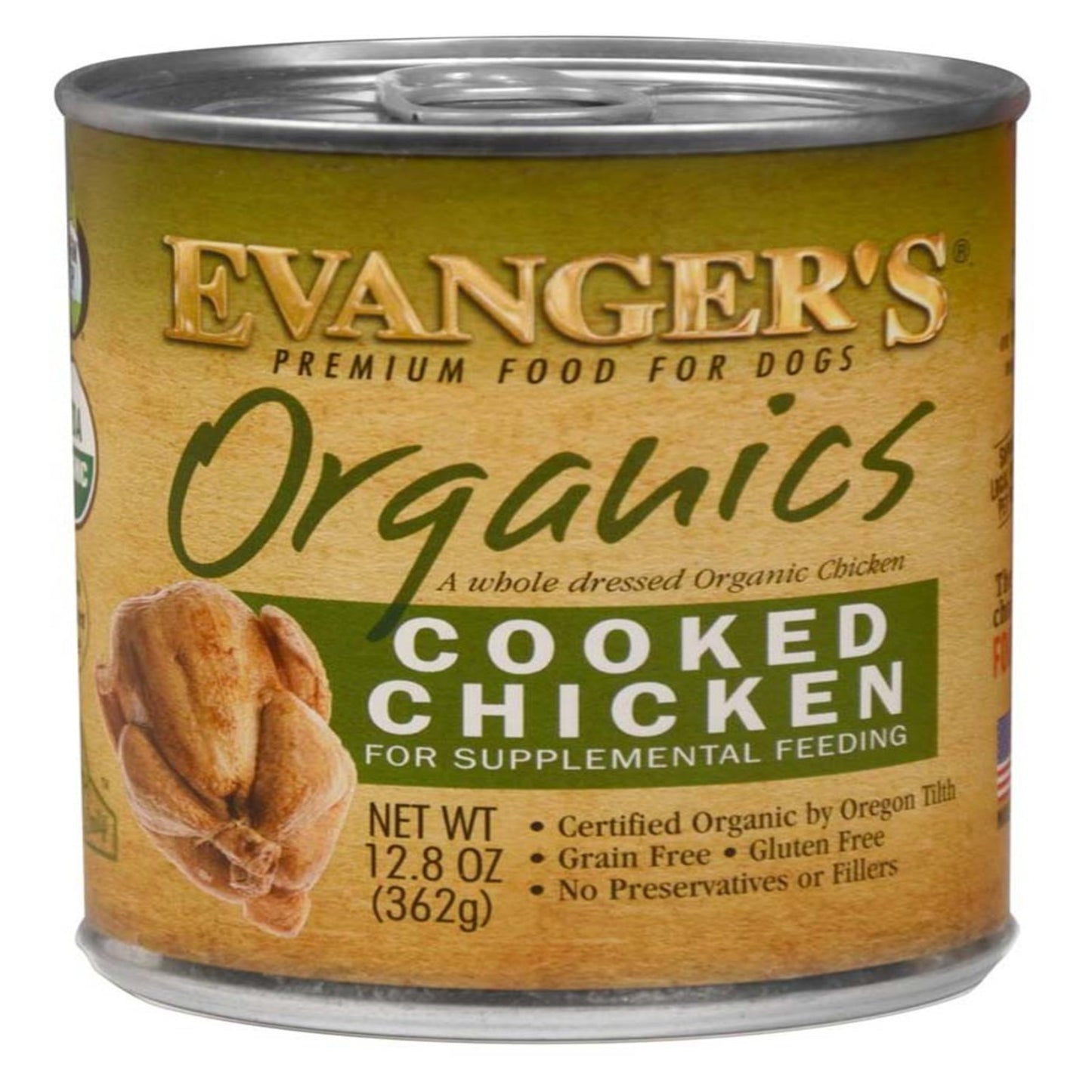 Evanger's Organics Wet Dog Food Cooked Chicken 12ea/12,8 oz, 12 pk