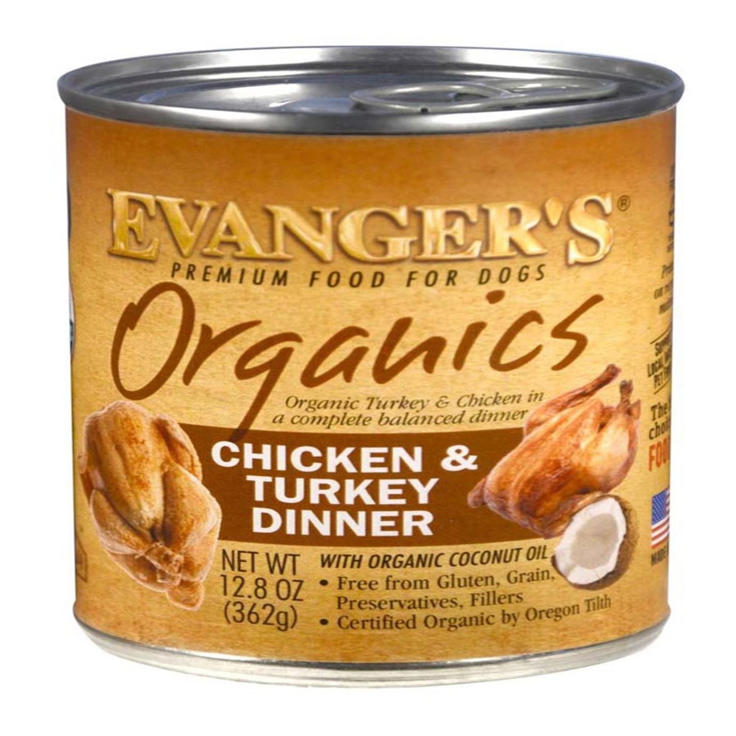 Evanger's Organics Wet Dog Food Chicken & Turkey 12ea/12,8 oz, 12 pk