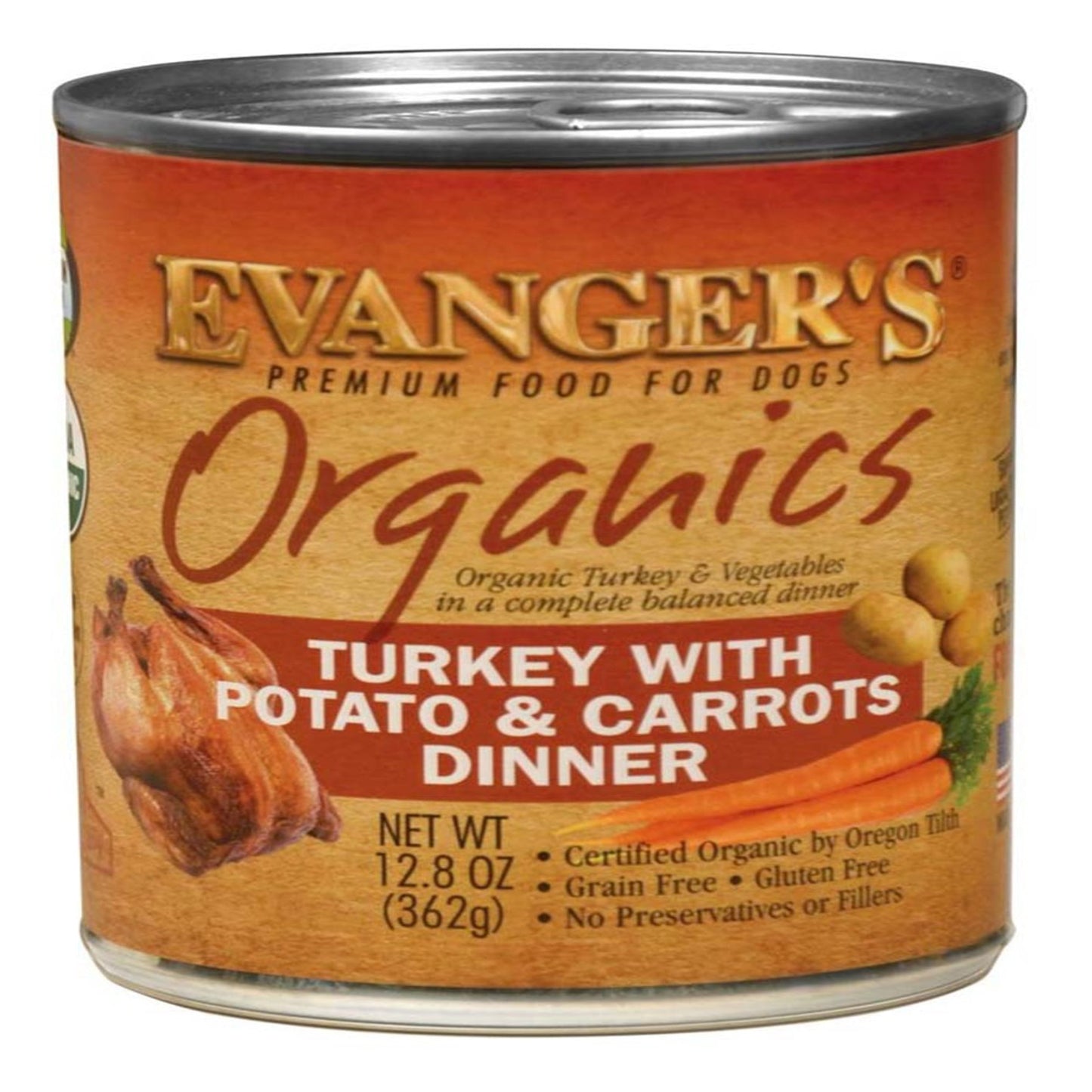 Evanger's Organics Wet Dog Food Turkey w/Potato & Carrots 12ea/12,8 oz, 12 pk
