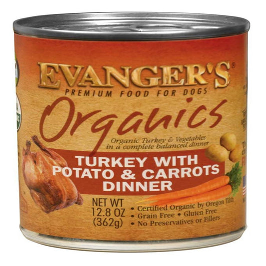 Evanger's Organics Wet Dog Food Turkey w/Potato & Carrots 12ea/12,8 oz, 12 pk