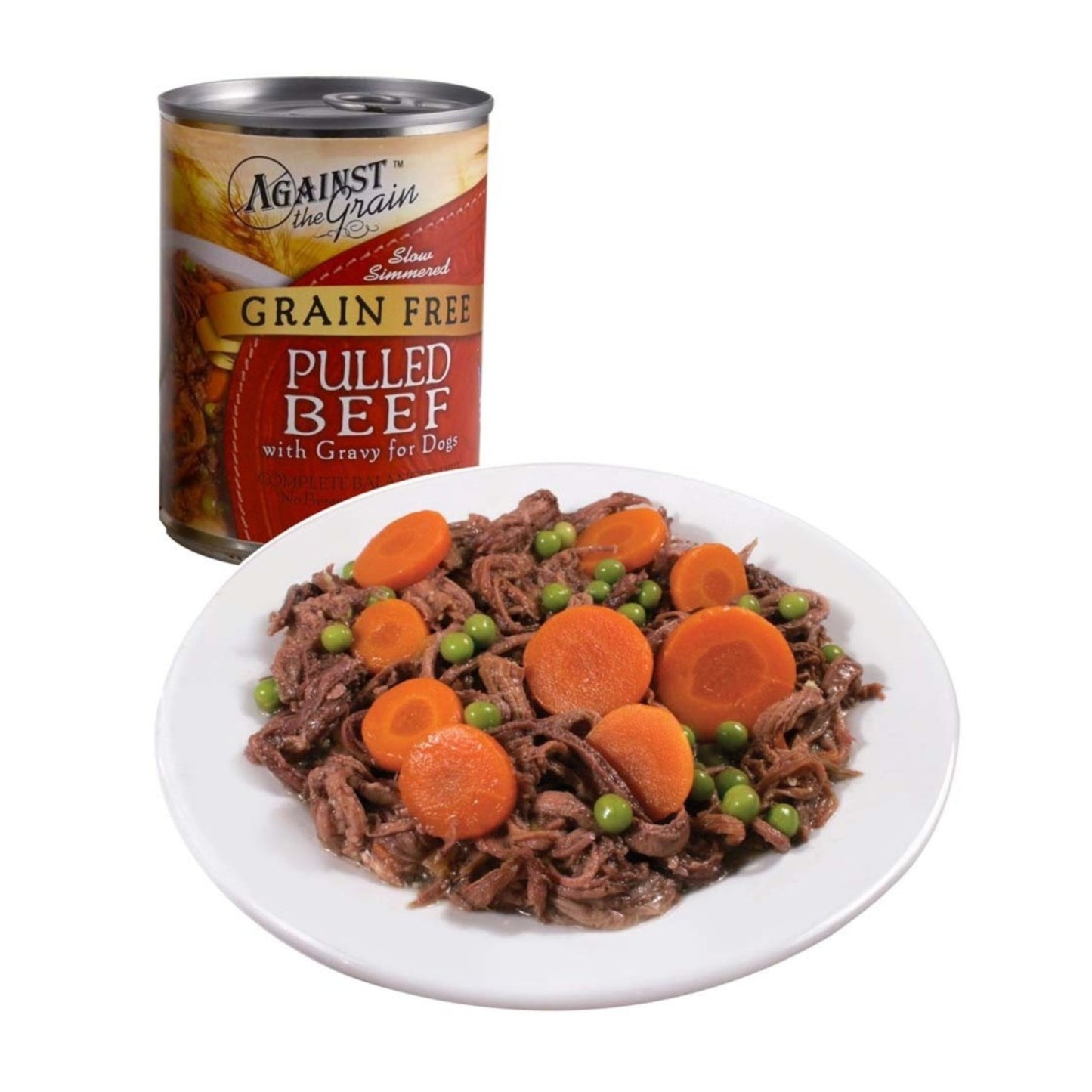 Against the Grain Hand Pulled Adult Wet Dog Food Beef w/Gravy 12oz, (Case of 12)