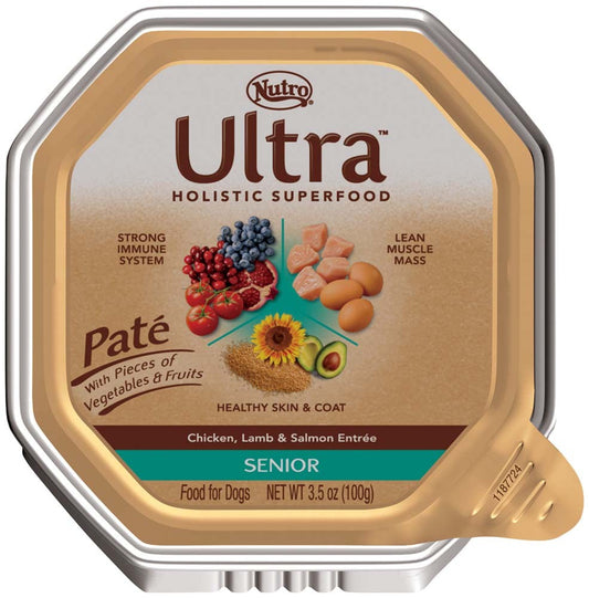 Nutro Products Ultra Grain Free Pat������������ Senior Wet Dog Food Trio of Proteins from Chicken, Lamb & Whitefish Pat������������ w/Superfoods 24ea/3,5 oz, 24 pk