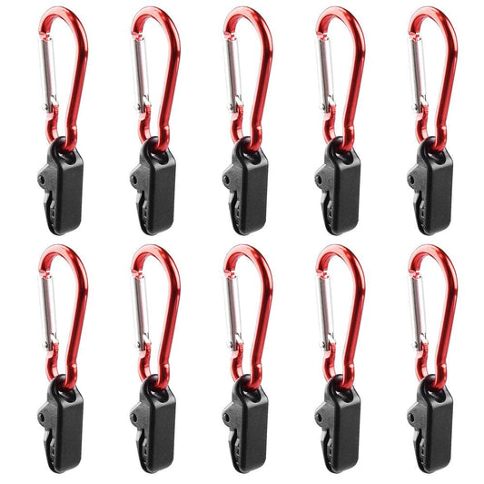 10Pcs Tarp Awning Clamp Clips Tent Snaps Hangers Camping Tent Tighten Lock Grip Clamp with Carabiner for Outdoor Camping Farming Garden