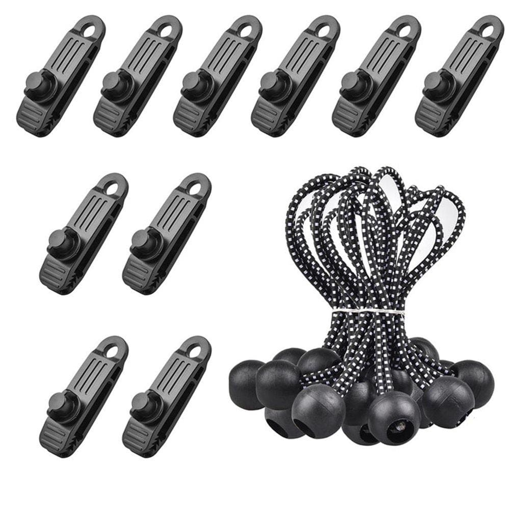12 Pcs Outdoor Tent Clip with 12 Pcs Tied Rope Clamp Windproof Outdoor Camping Accessories