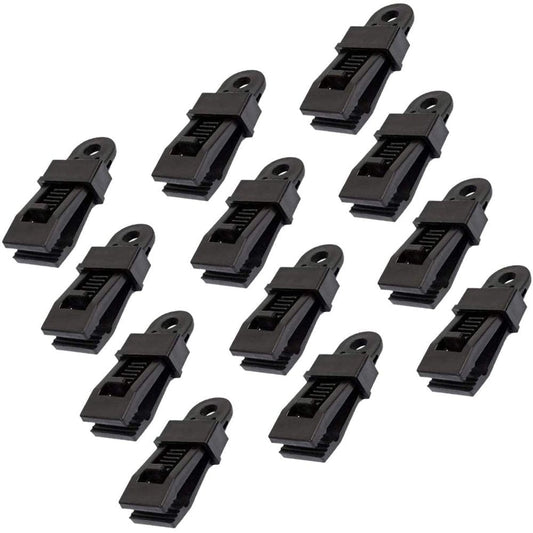 12Pcs Clamp Tarp Clips Awning Clamp Set Trap Clips Jaw Tent Snaps Hangers Camping Clamp Clips Tent Tighten Lock Grip for Outdoors Camping Farming Garden
