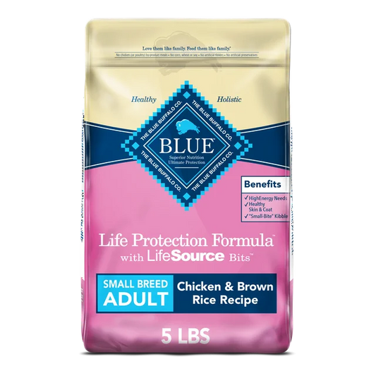 Blue Buffalo Life Protection Formula Small Breed Chicken and Brown Rice Dry Dog Food for Adult Dogs, Whole Grain, 5 lb. Bag