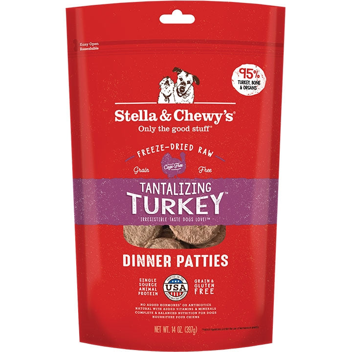 Stella And Chewys Freeze Dried Tantalizing Turkey Dinner Patties 14oz,