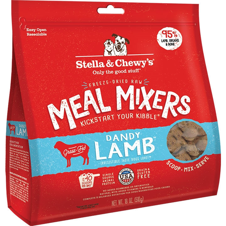 Stella And Chewys Freeze Dried Raw Dandy Lamb Meal Mixers Grain-Free Dog Food Topper 18 oz,