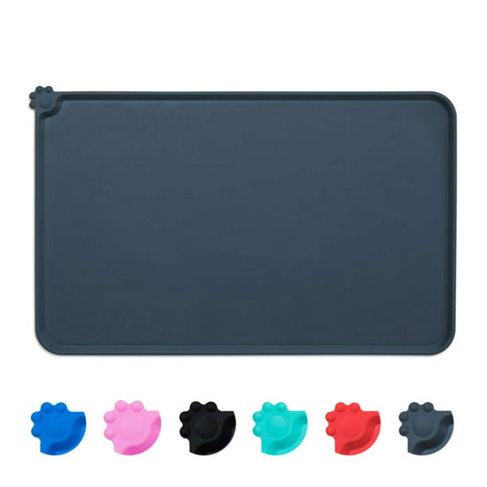 Non Slip Pet Food Bowl Placemat in Gray