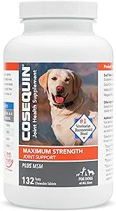 Nutramax Laboratories Cosequin Maximum Strength Joint Health Supplement for Dogs - With Glucosamine, Chondroitin, and MSM, 132 Chewable Tablets