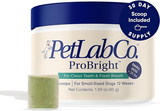 PetLab Co. ProBright Dental Powder - Dog Teeth Cleaning Made Easy – Plaque & Bad Breath - Formulated for Small Dogs