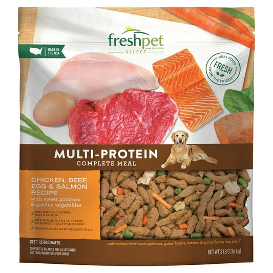 Freshpet Healthy & Natural Dog Food, Roasted Meals Multiprotein Recipe, 3lb