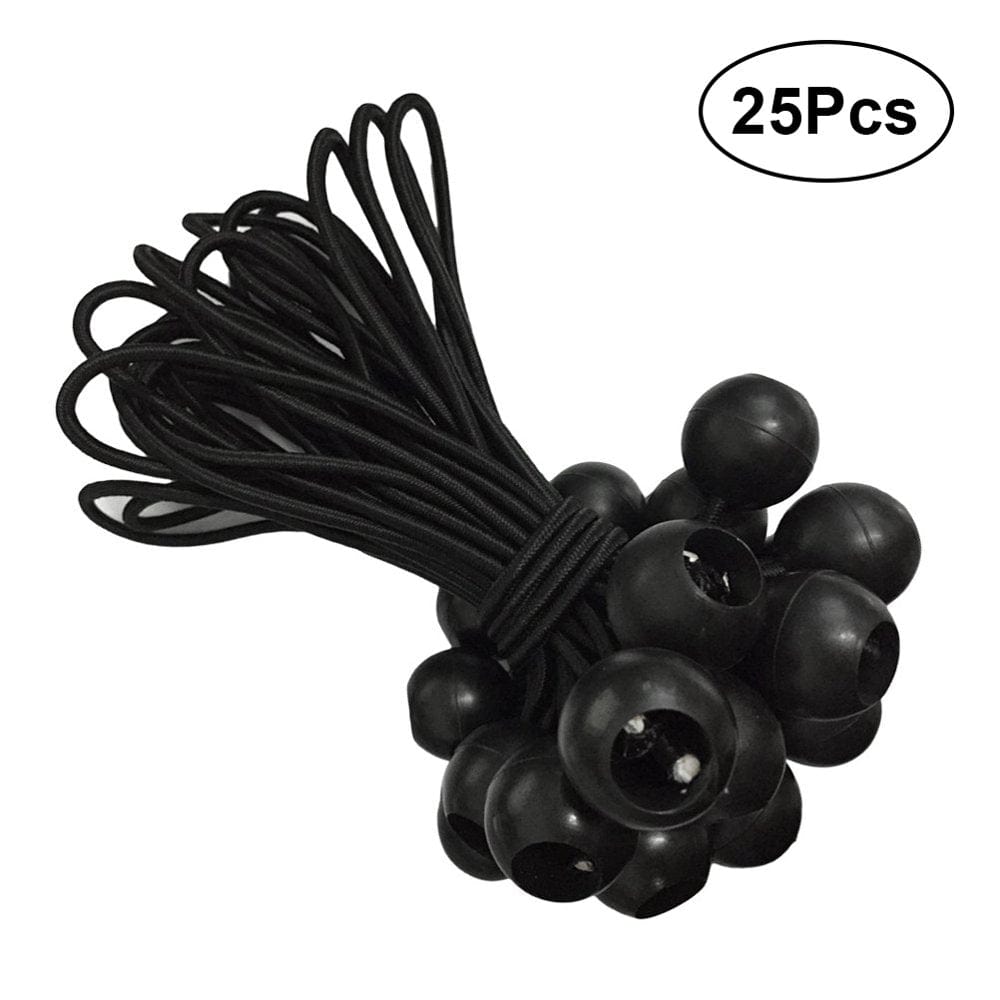 25Pcs 15Cm High Elastic Ball Tent Strapping Cord Tie down Elastic Cord Camping Accessories for Tent Baggage Black
