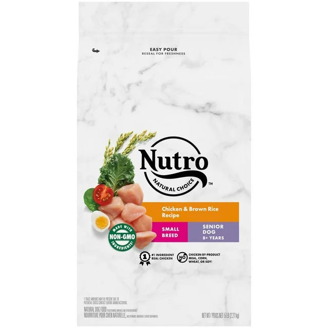 Nutro Natural Choice Chicken and Brown Rice Recipe Dry Dog Food for Senior dog,5 lb Bag