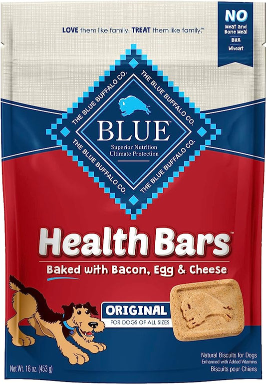 Blue Buffalo Health Bars Natural Crunchy Dog Treats Biscuits, Bacon, Egg & Cheese 16-oz Bag