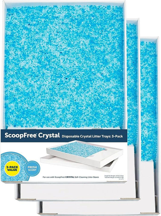 PetSafe ScoopFree Crystal Litter Tray Refills, Premium Blue Crystals, 3-Pack, Disposable Tray