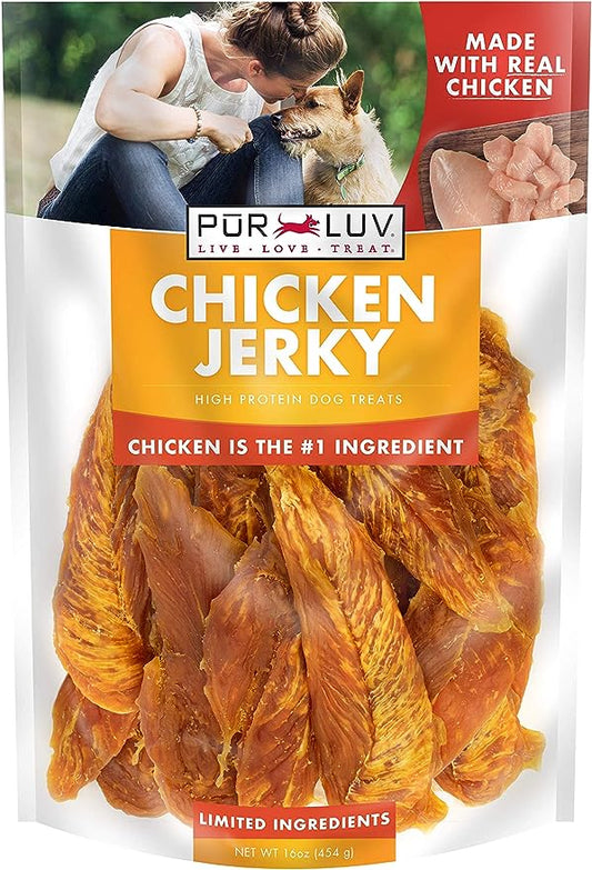 Chicken Jerky Dog Treats, Rawhide-Free, Made with Real Breast, Healthy, Long-Lasting and Great Tasting
