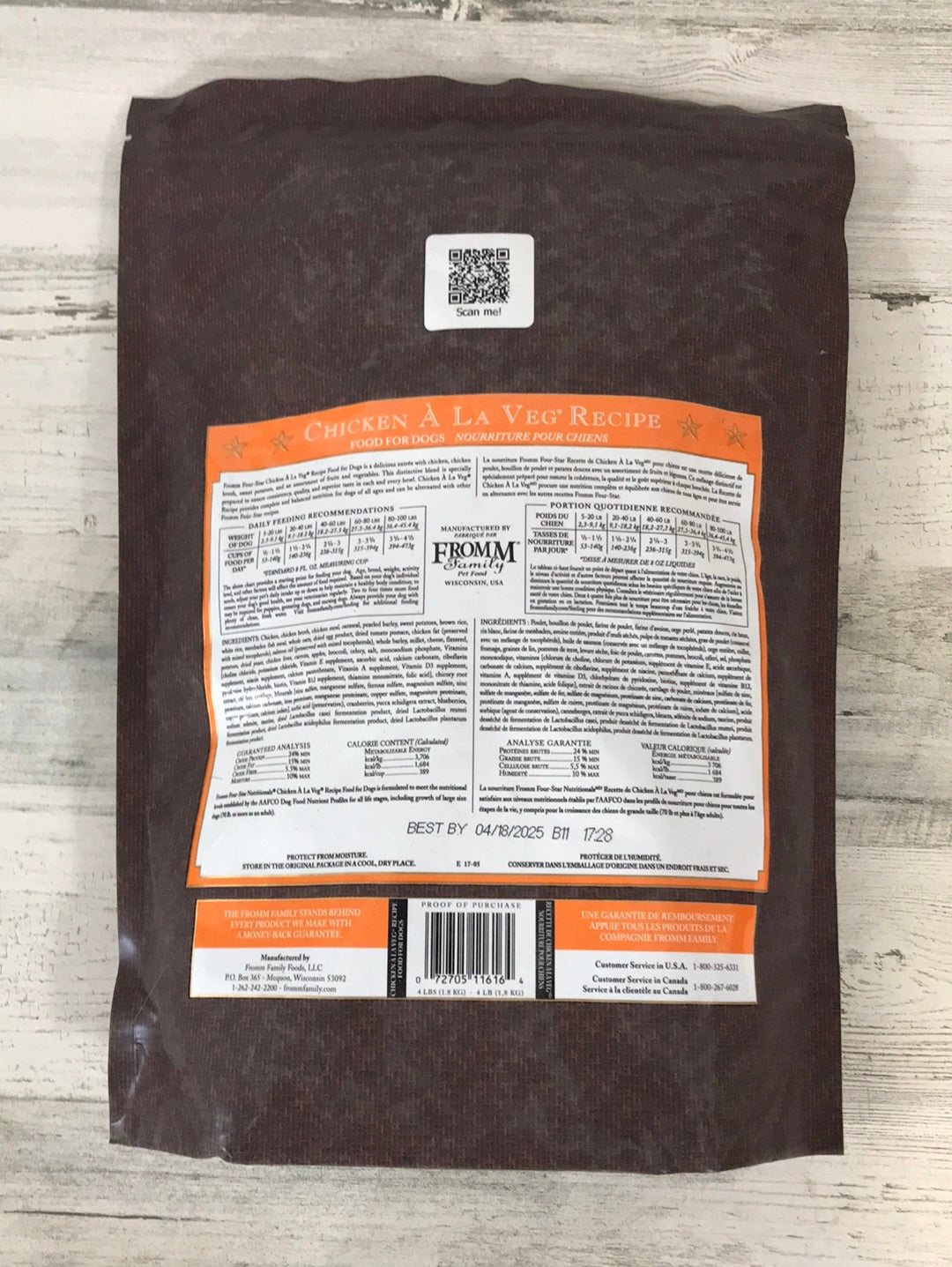 Fromm Chicken a la Veg Four Star  Free Dry Dog Food