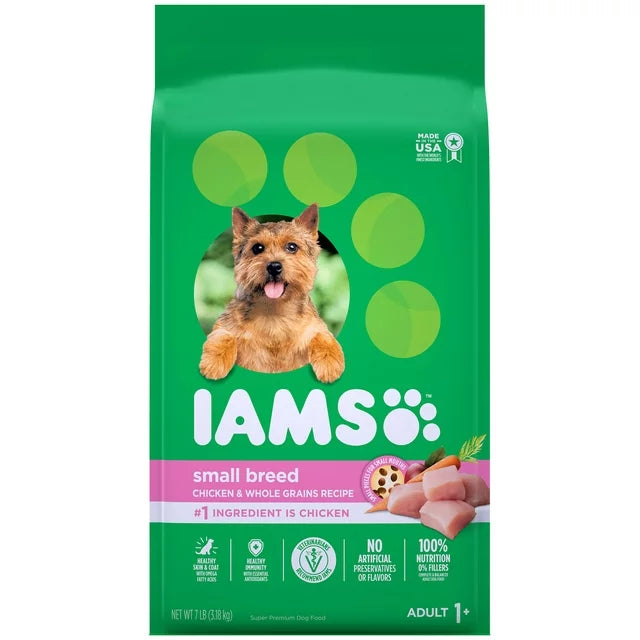 IAMS Chicken & Whole Grains Dry Dog Food for Petite & Small Breed Adult Dog, 7 lb. Bag