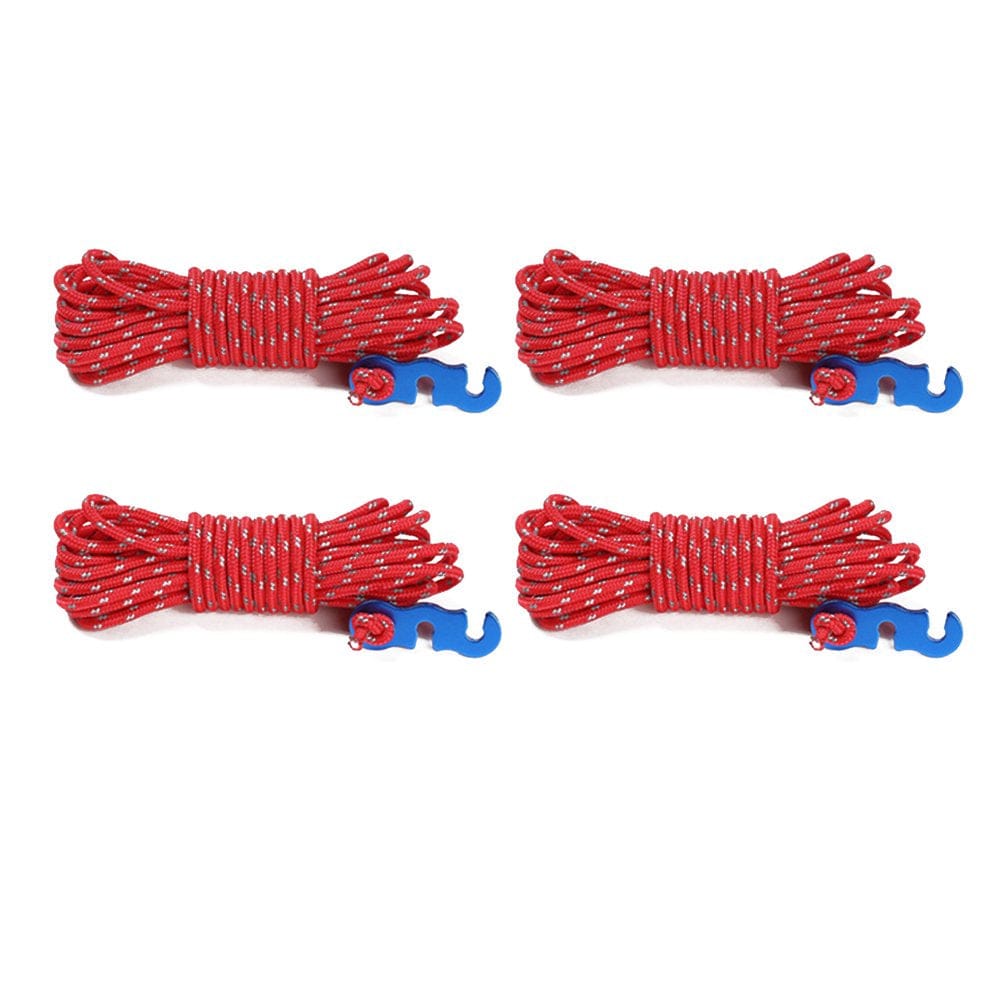 4Pcs 4M Outdoor Tent Reflective Cords Lightweight Camping Rope with Aluminum Alloy Buckle Thick Rope for Tent Tarp New Outdoor Supplies