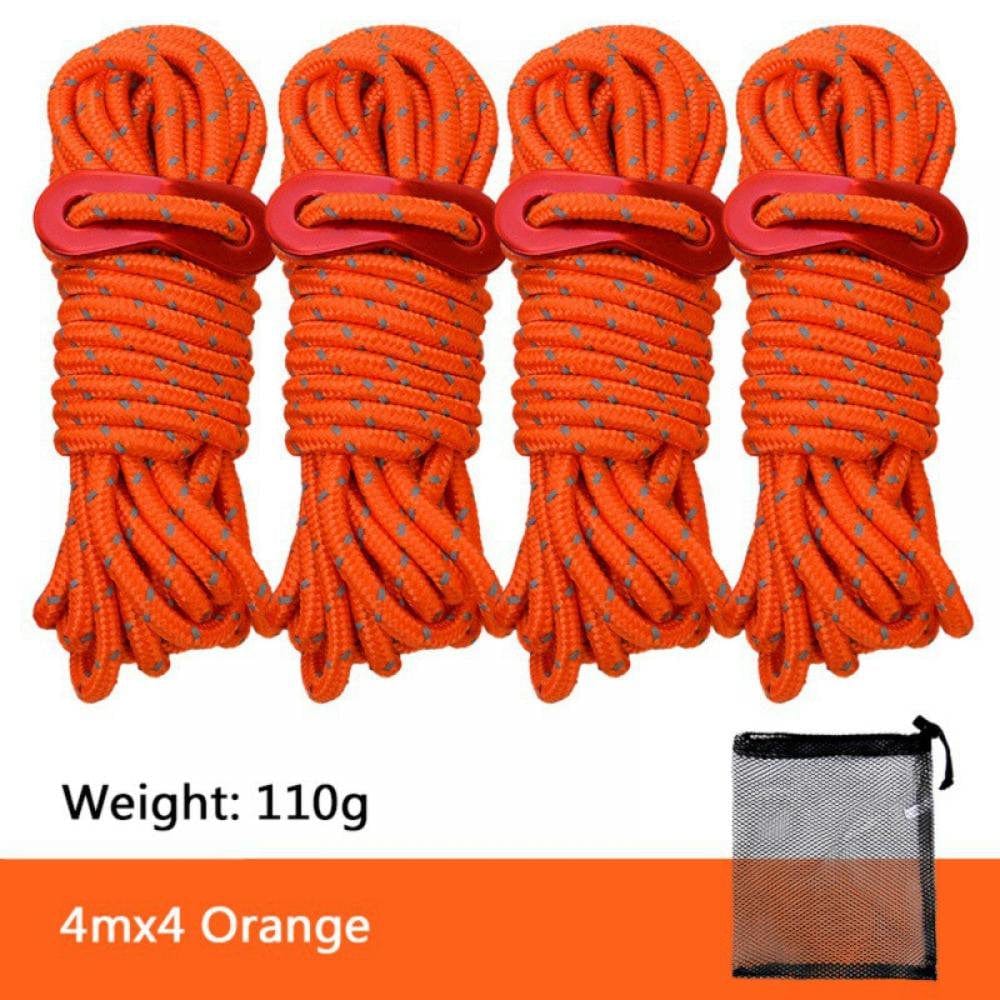 4Pcs Multifunction Camping Tent Rope Tent Accessories Outdoor Sports Camping Hiking 4M Durable Polypropylene Rope