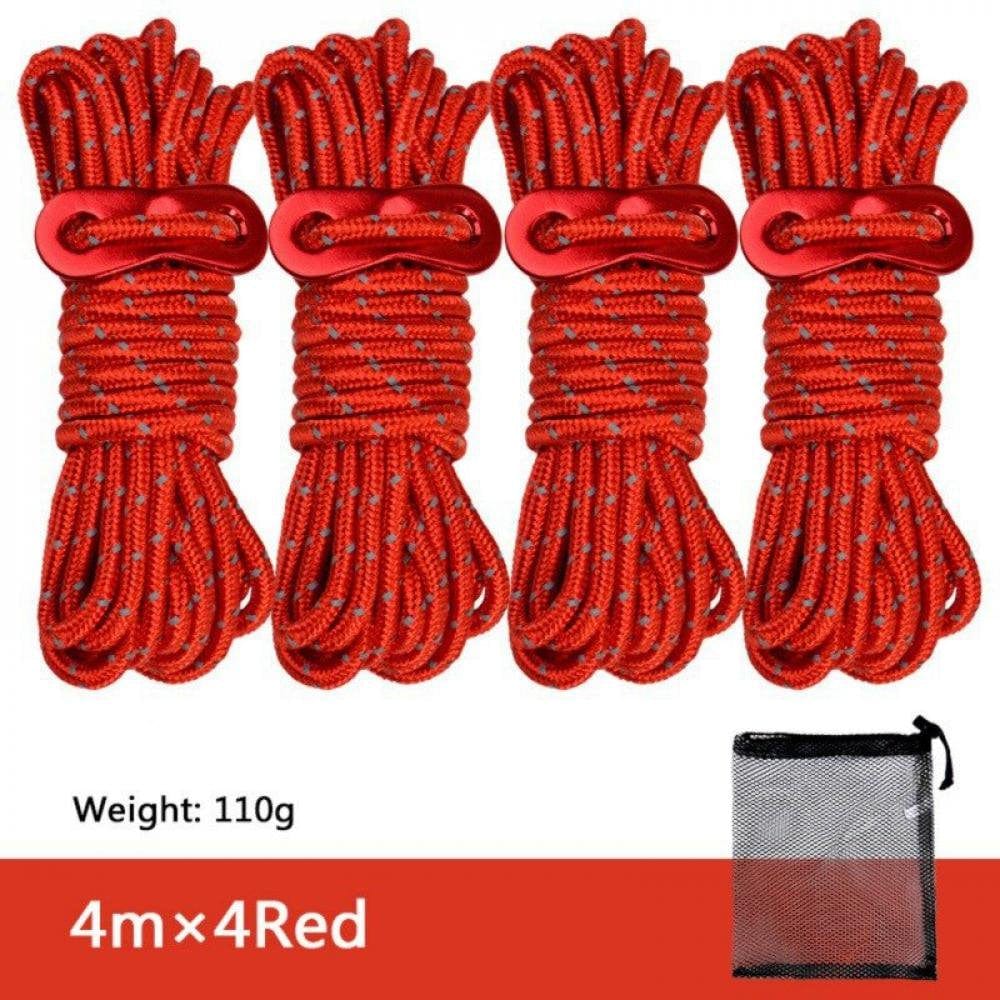 4Pcs Multifunction Camping Tent Rope Tent Accessories Outdoor Sports Camping Hiking 4M Durable Polypropylene Rope