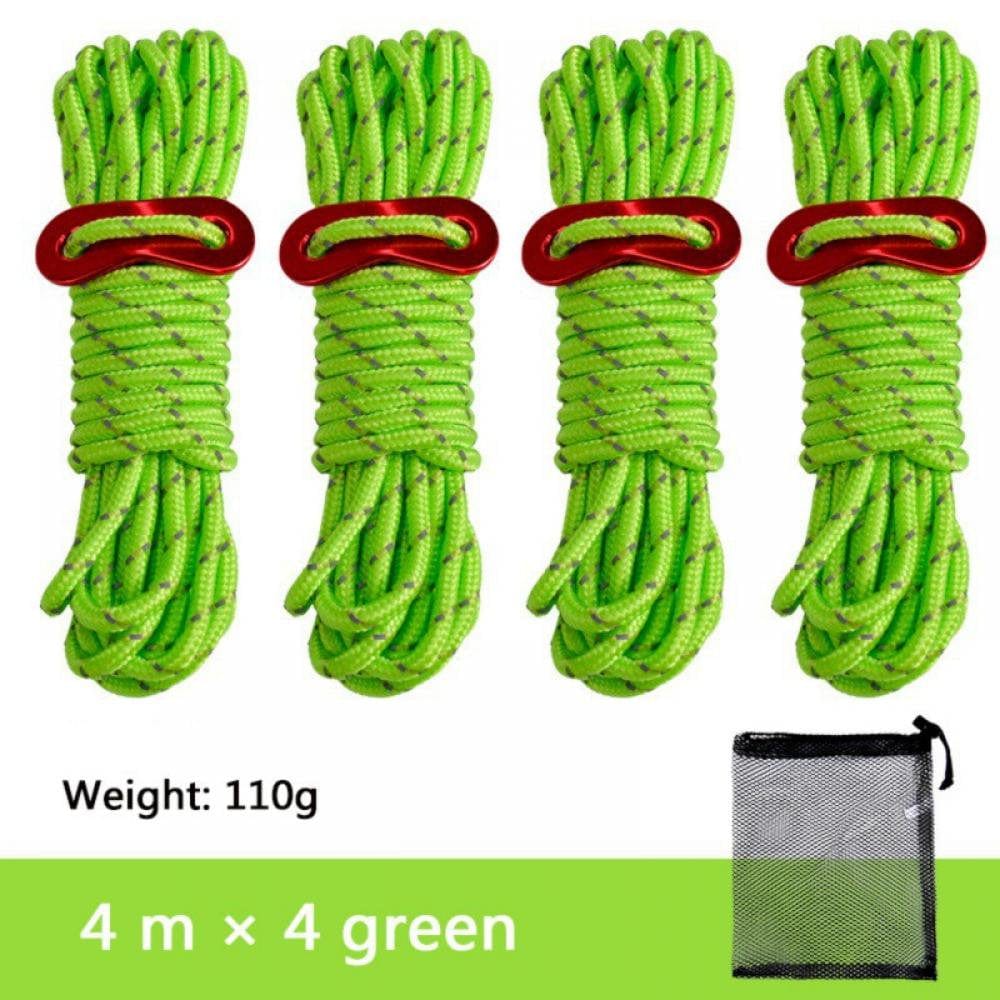 4Pcs Multifunction Tent Rope Tent Accessories Outdoor Sports Camping Picnic Hiking 4M Durable Polypropylene Rope with Pocket
