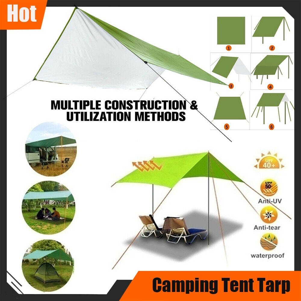 5 X 7Ft Waterproof Tent Tarp Shelter, Rain Tent Tarp Raincoat anti UV Sun-Proof Canopy Patio Cover Hammock Protector for Outdoor Camping-Sky Blue