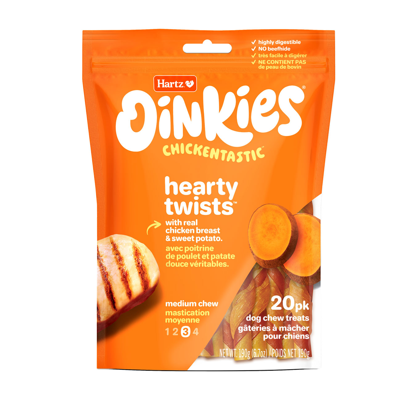 Hartz - Oinkies Hearty Twists - Chickentastic | 20 pk