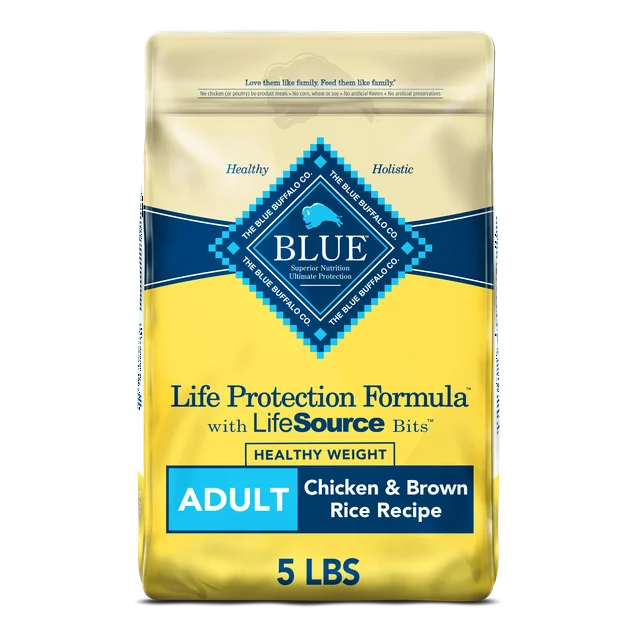 Blue Buffalo Life Protection Formula Healthy Weight Chicken and Brown Rice Dry Dog Food for Adult Dogs, Whole Grain, 5 lb. Bag