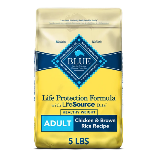 Blue Buffalo Life Protection Formula Healthy Weight Chicken and Brown Rice Dry Dog Food for Adult Dogs, Whole Grain, 5 lb. Bag