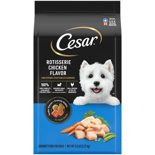 Cesar Small Breed Rotisserie Chicken And Spring Vegetables Dry Dog Food Adult, 5 Lb. Bag