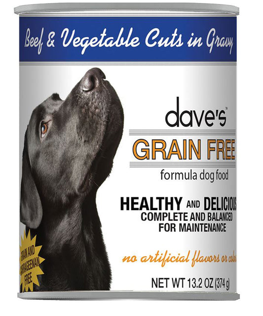 Dave's Cat's Dog Grain Free Beef And Vegetable Cuts In Gravy 13,2oz, (Case Of 12)
