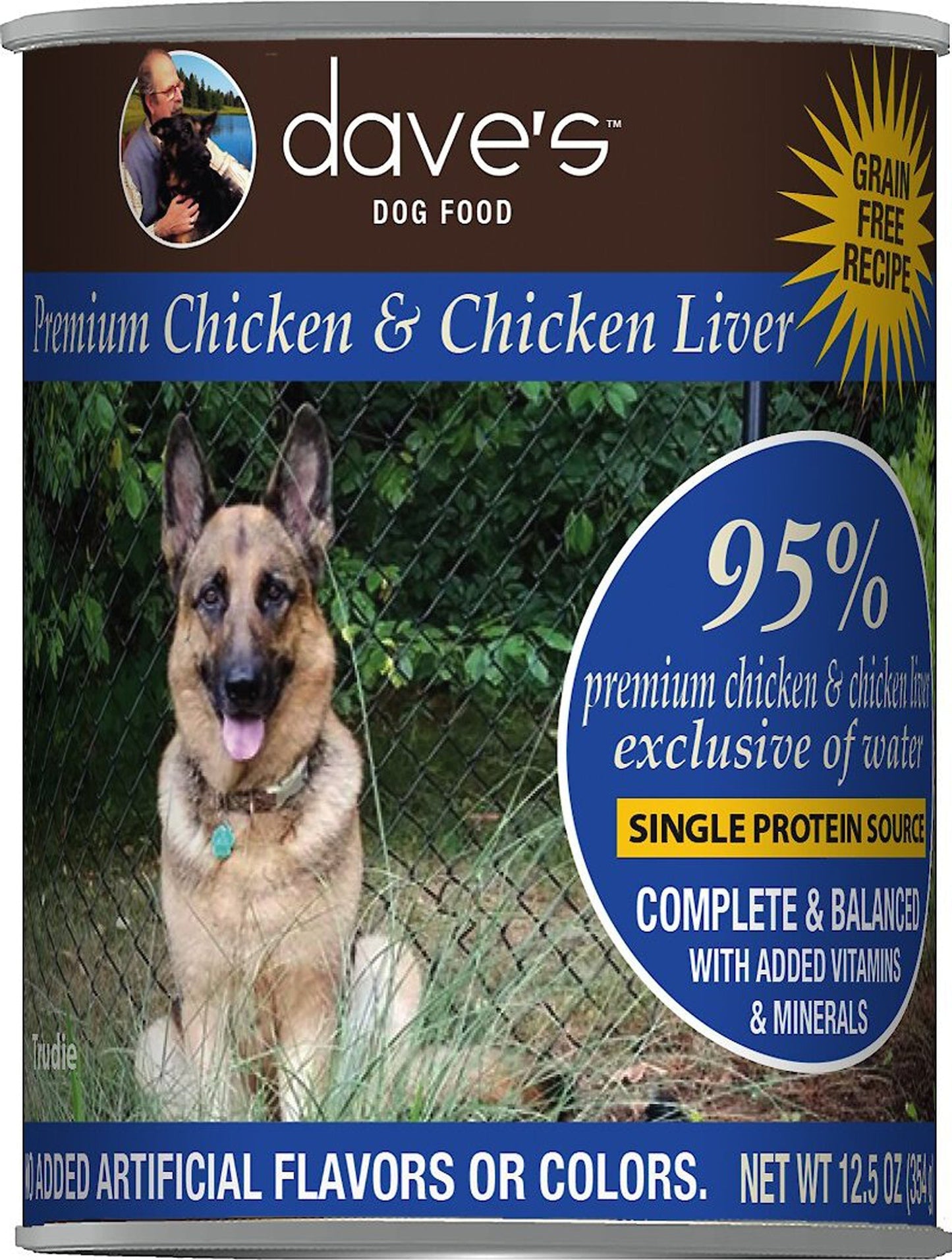 Dave's Pet Food Dog 95% Premium Meats Chicken And Chicken Liver 12,5oz, (Case Of 12)